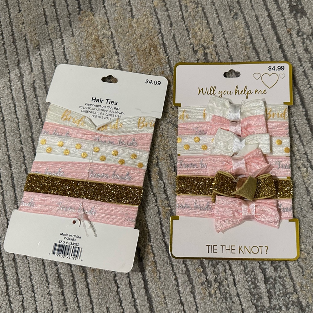Pink and Gold Hair Ties Set